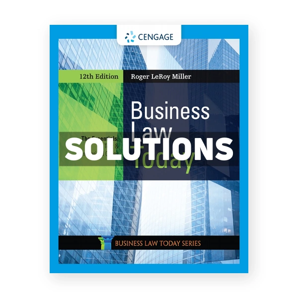 Business Law Today The Essentials 12th edition Miller Solutions Manual